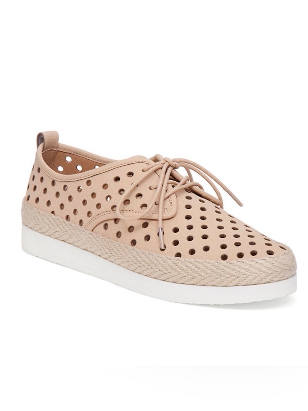 Lucky Brand Perforated Lace-Up Espadrille in Nude/Tan